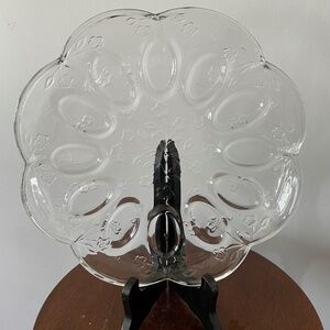 Vintage Clear glass Anchor Hocking "Savannah" deviled egg plate